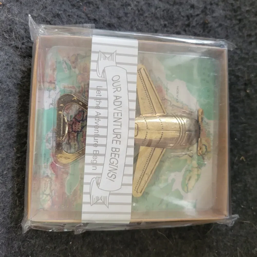 4 New in box Our Adventure‎ begin Prop Plane Bottle opener gold tone Lot